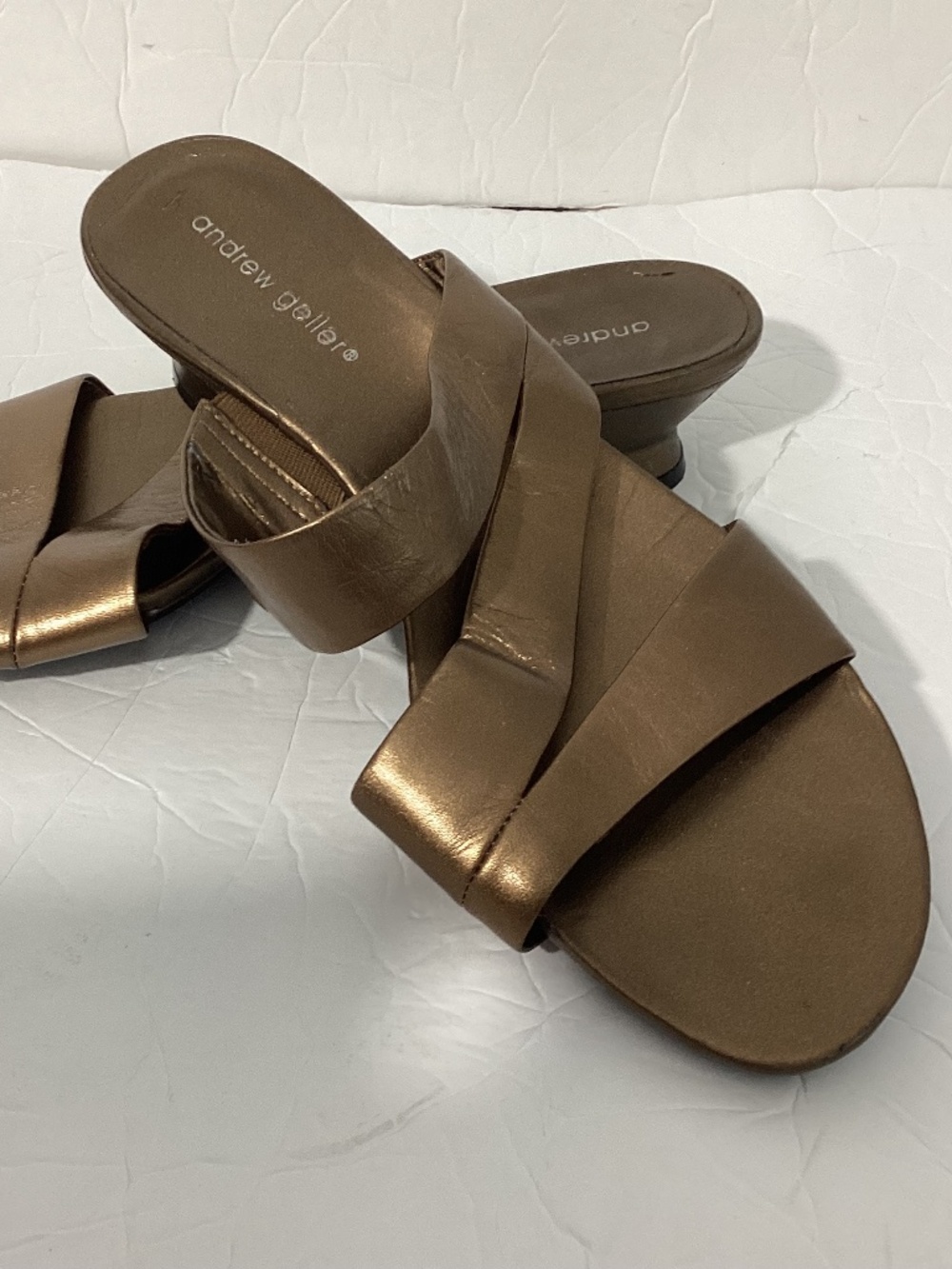 ANDREW GELLER FIERY 10M BRONZE STRAPPY SANDAL SLIP